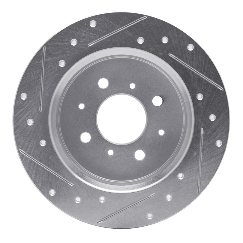 Acura EL Brake Rotor (1) - Rear Right - R1 Concepts - Drilled & Slotted - Silver - `01-`05